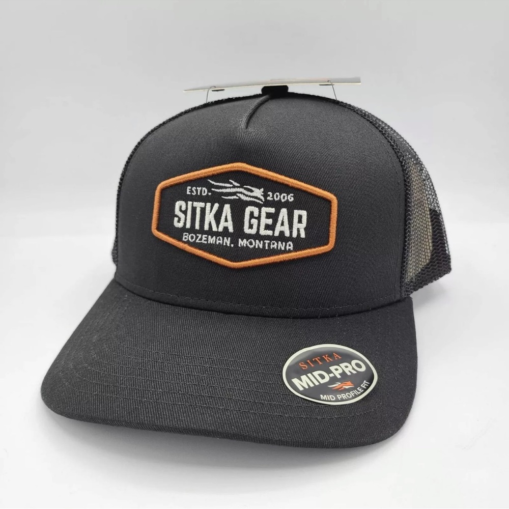 NWT Men’s Black Sitka Mid Pro SnapBack Hat Black/Orange